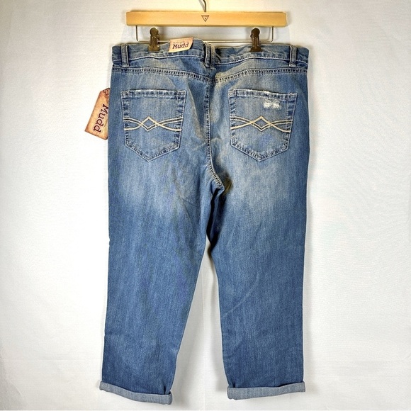 MUDD Women's Blue Distressed Low Rise Cropped Jeans, Size 15 - Picture 15 of 15